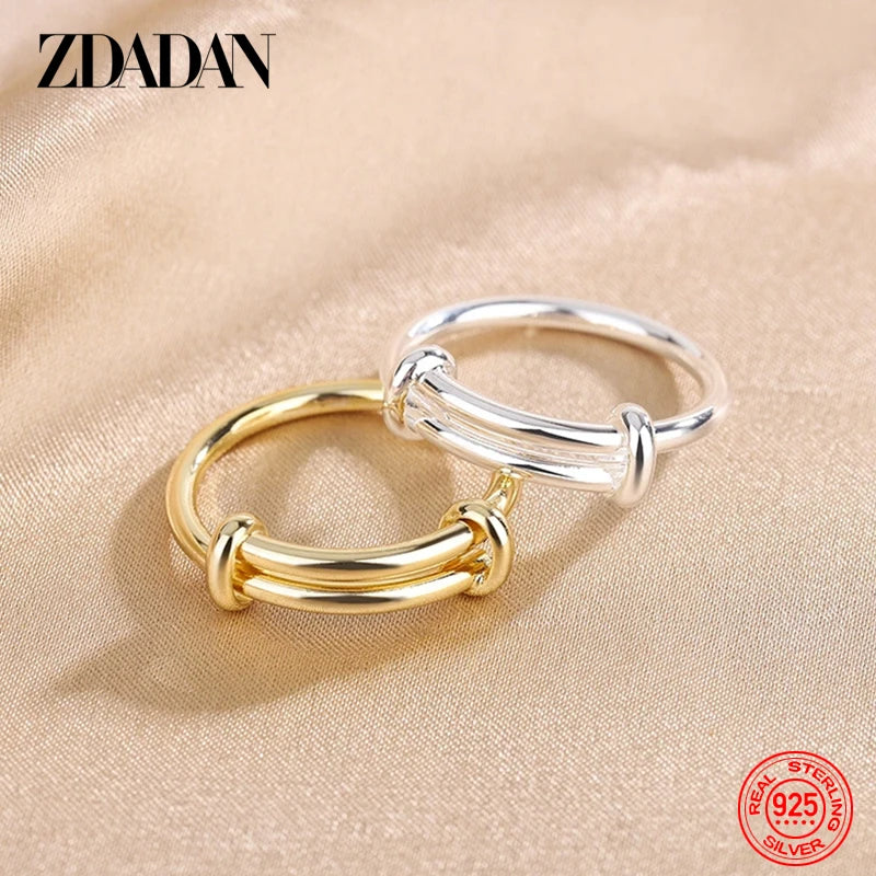 ZDADAN – bagues réglables en argent 925, or 18 carats, pour femmes et filles, bijoux de mariage à la mode