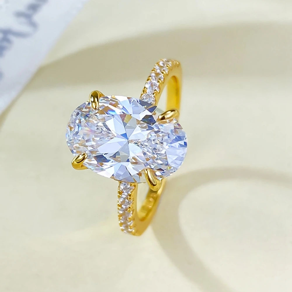 Bague Argent 925 Plaqué Or 18K - Saphir Ovale 8x12mm Laboratoire