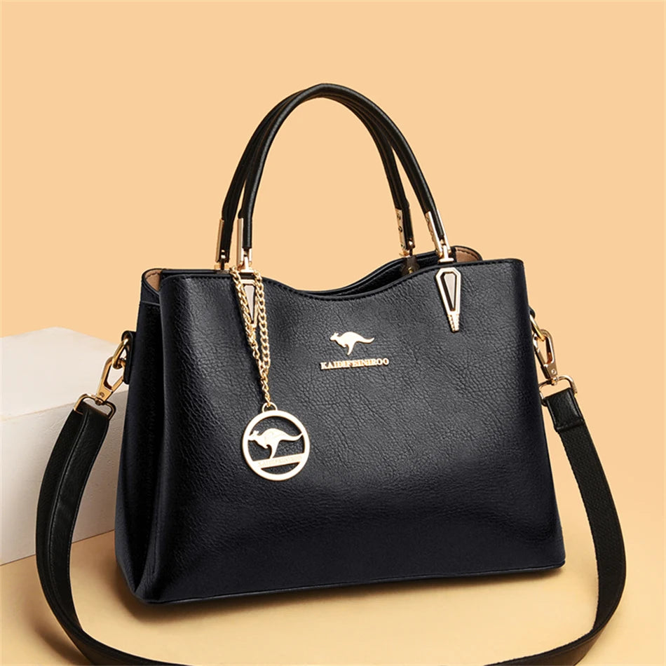 Sac à Main de Luxe en Cuir Souple pour Femme, Sacoche à Bandoulière de Styliste à 3 Couches, Fourre-Tout de Grande Capacité, 2022