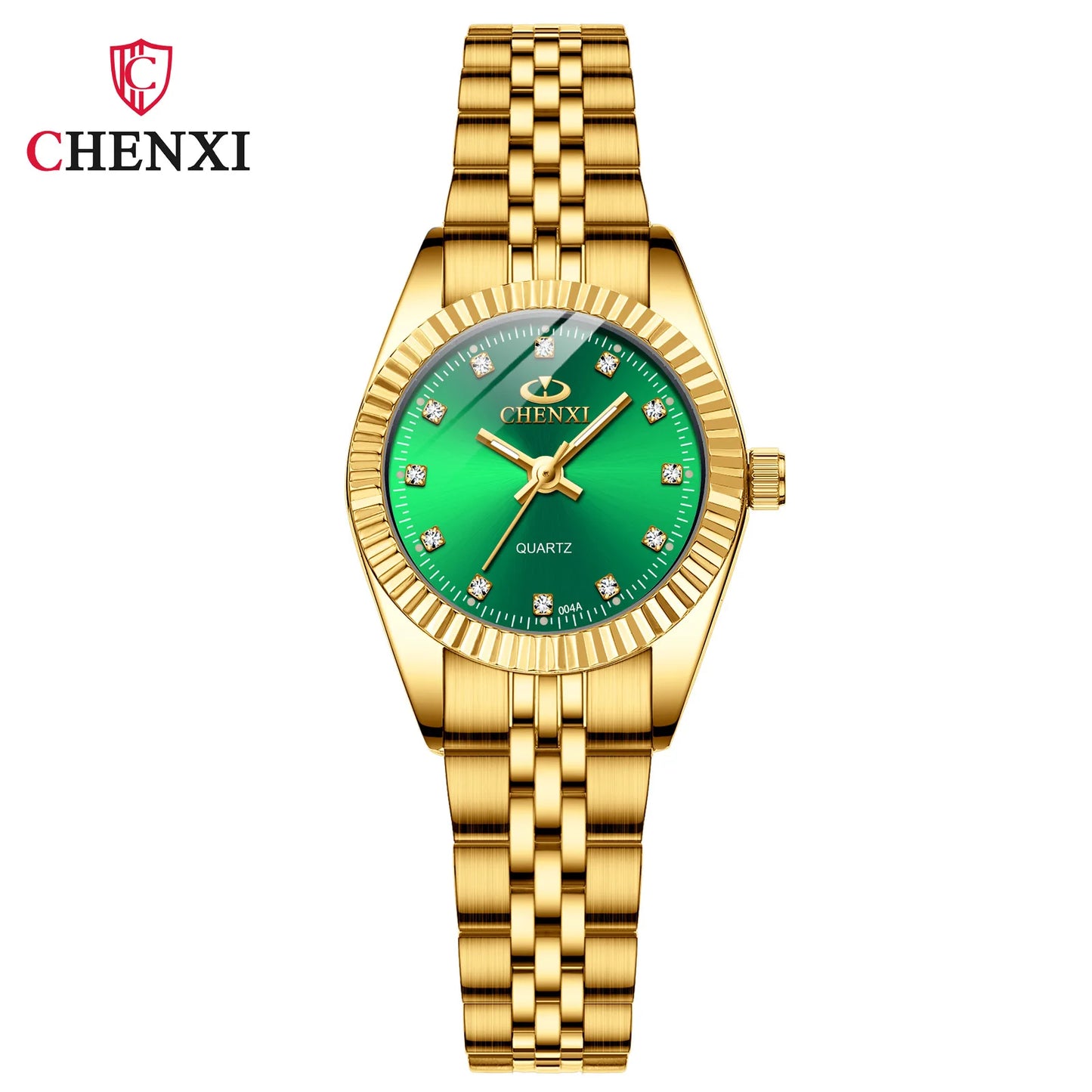 CHENghts-Montre de couple à quartz en acier inoxydable doré pour femme, horloge de luxe