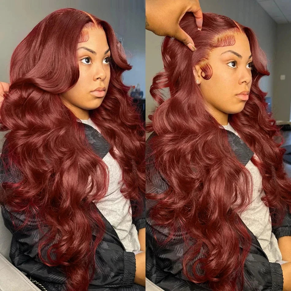 250% 30 32 pouces Brésilien 33 # Auburn rouge corps vague brun 13x4 Hd dentelle avant perruques cheveux humains couleur 13x6 dentelle frontale perruque
