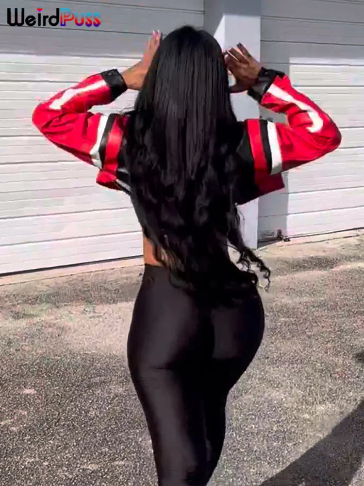 Veste Varsity Femme en Cuir - Blouson Streetwear Automne