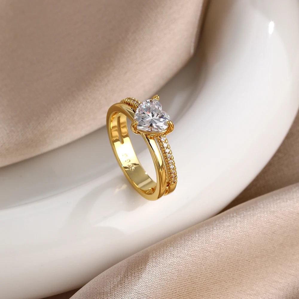 Miniso 925 originaux argent 18K plaqué or princesse voiture coeur Mickey Minnie bague de mariage ensemble pour femme Tiki bijoux cadeau de fête