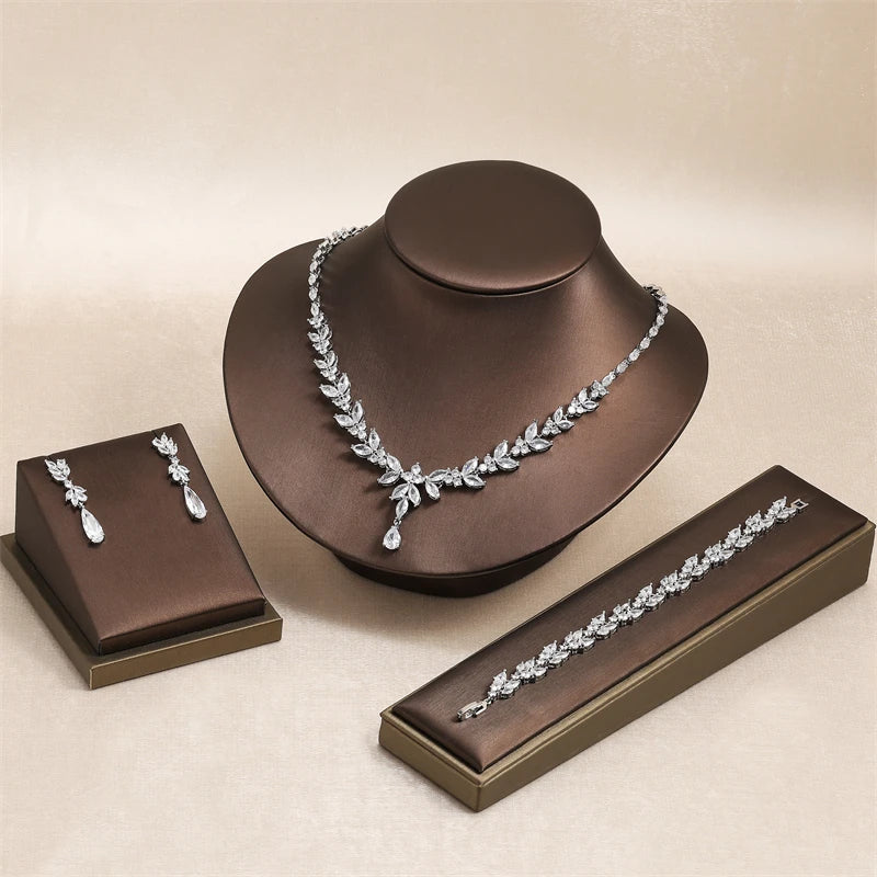 ZAKOL marque de luxe cubique zircone boucles d'oreilles collier élégant magnifique CZ mariage Banquet fête ensemble de bijoux