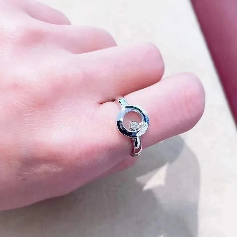 Bague Zircone Mobile Femme - Pierre Qui Bouge Haute Qualité
