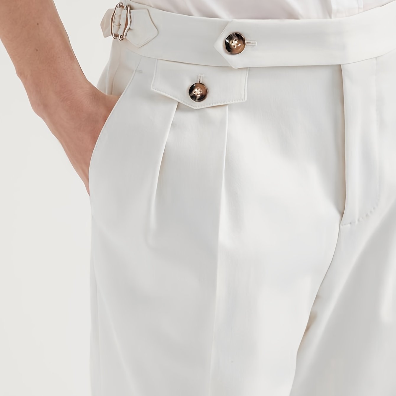 Lencensa - Pantalon Homme Taille Haute Beige Formel