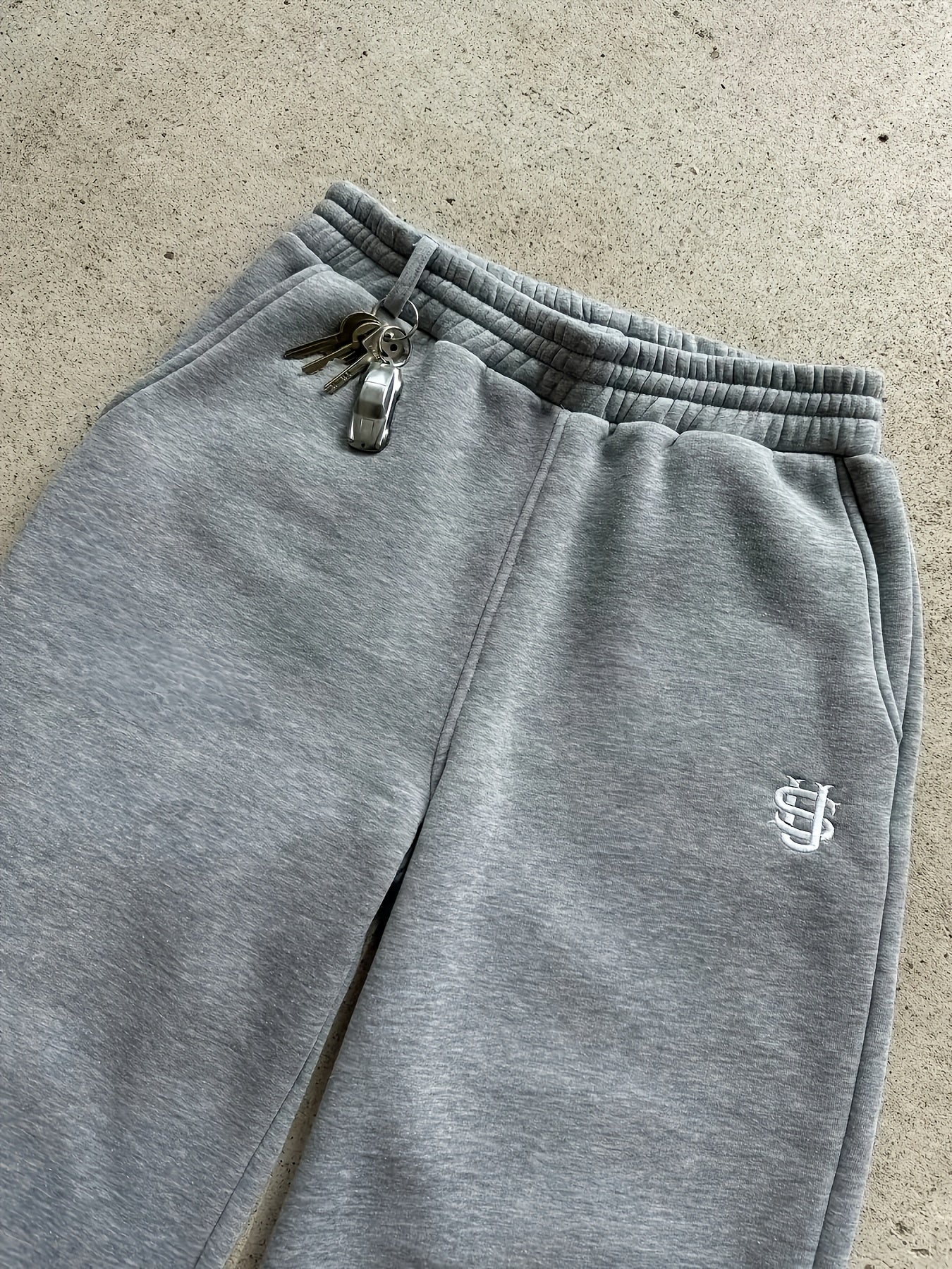 Lencensa - Jogging Homme Streetwear Broderie Dollar Gris