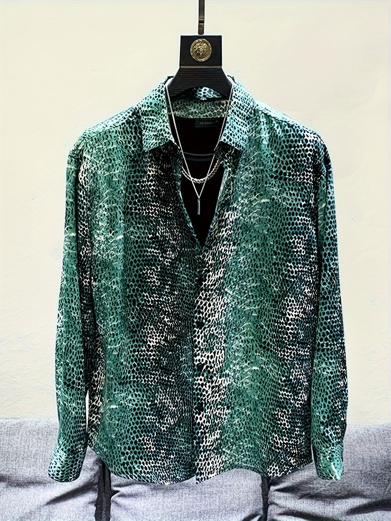 Chemise Motif Serpent Lencensa - Manches Longues Casual Urbain Homme
