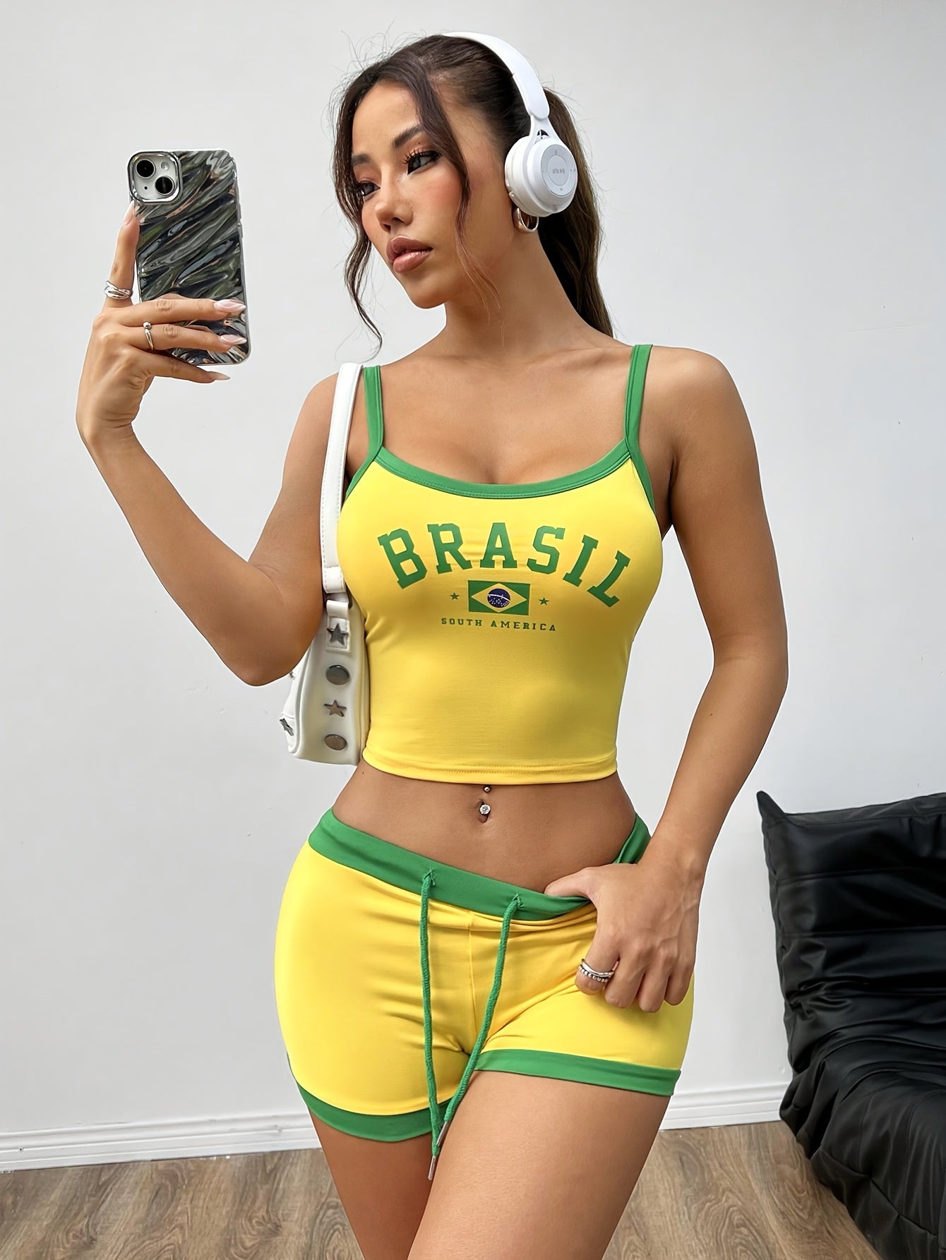 Lencensa - Ensemble Débardeur et Short Drapeau Brésil