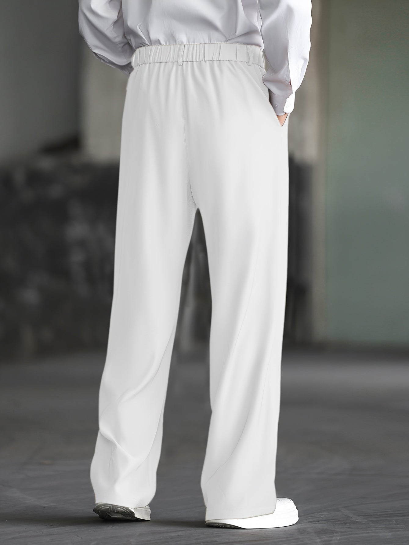 Lencensa - Pantalon Homme Large Beige Coupe Décontractée