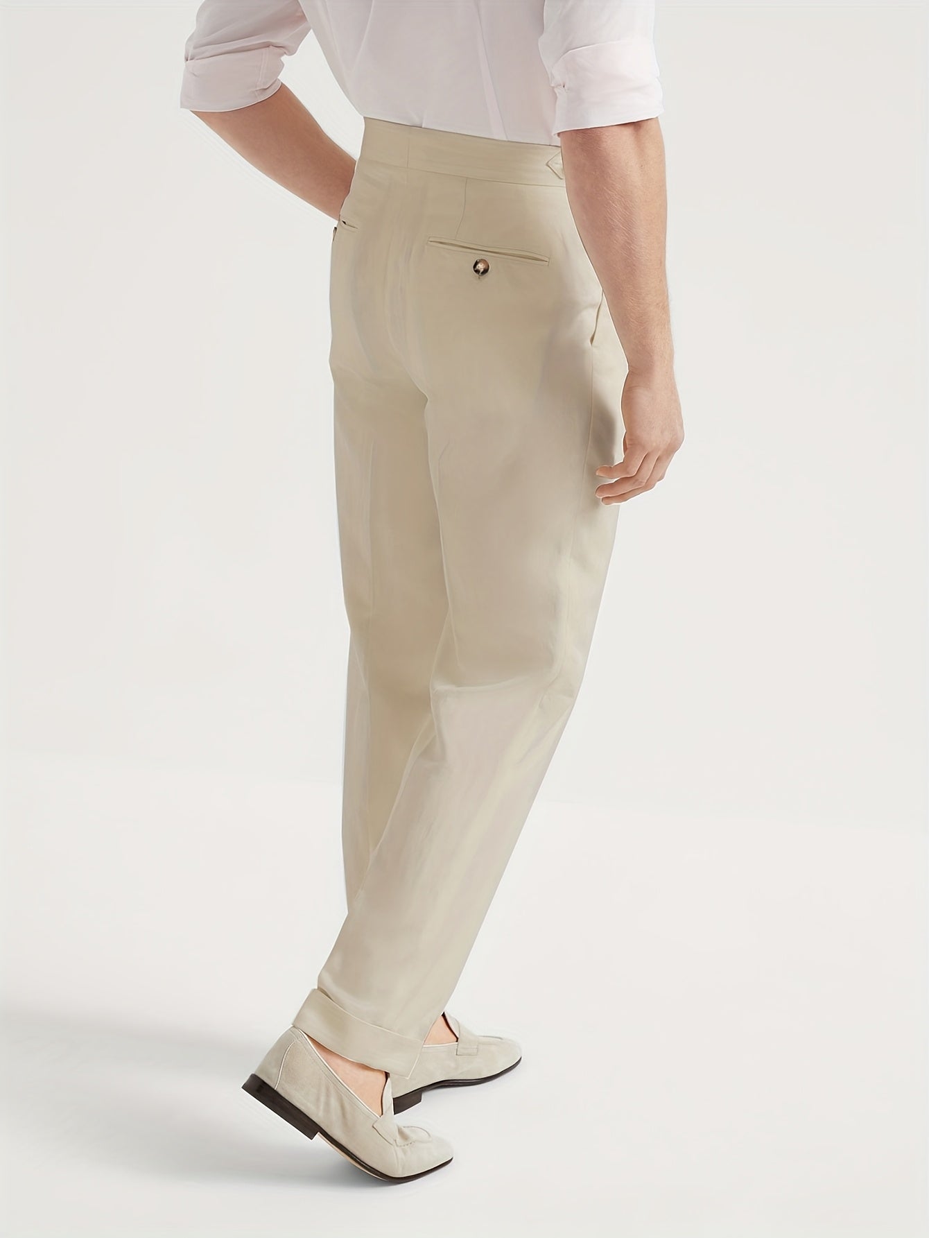 Lencensa - Pantalon Homme Taille Haute Beige Formel