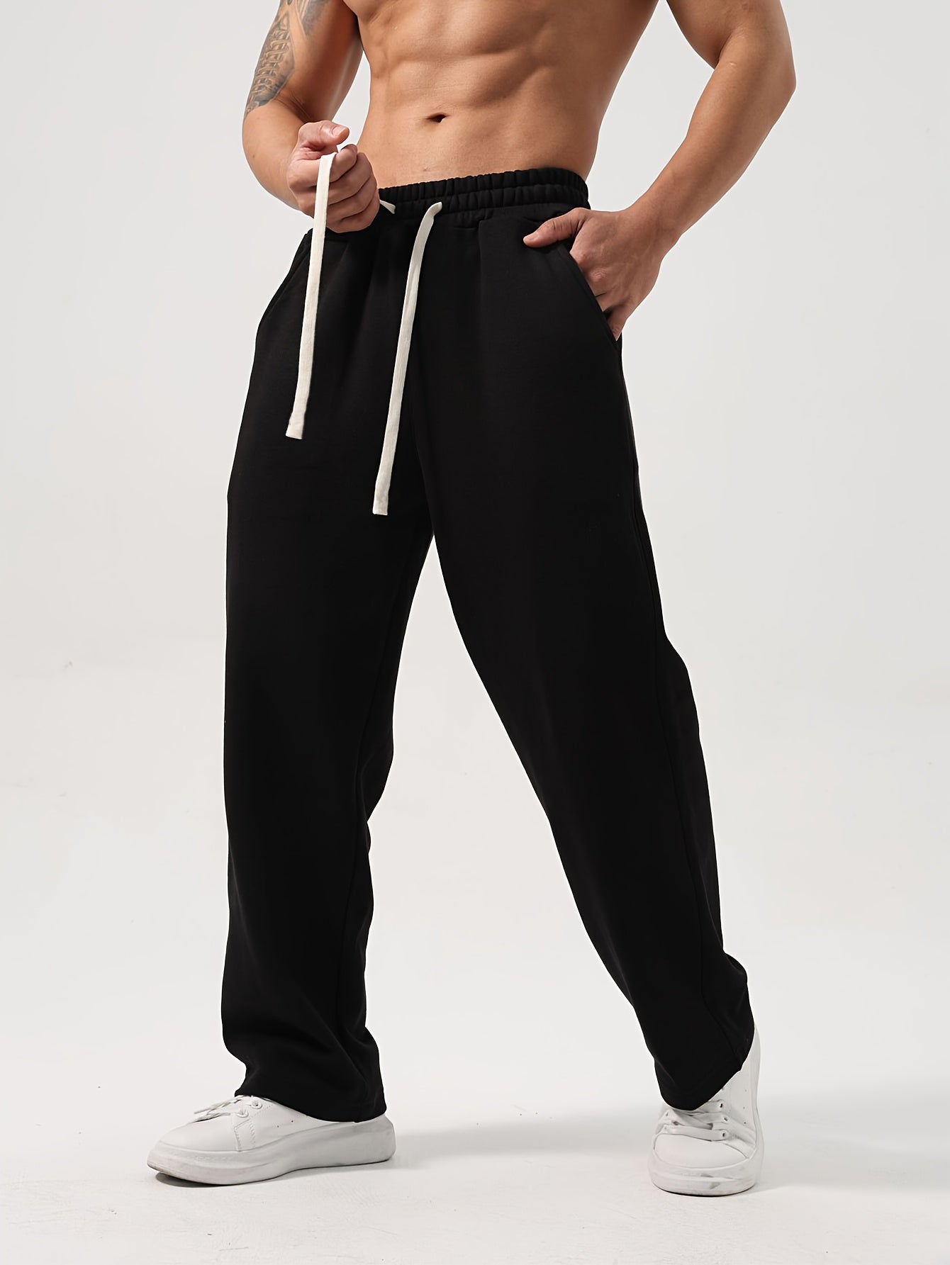 Lencensa - Pantalon Sport Homme Bleu Marine Coupe Droite