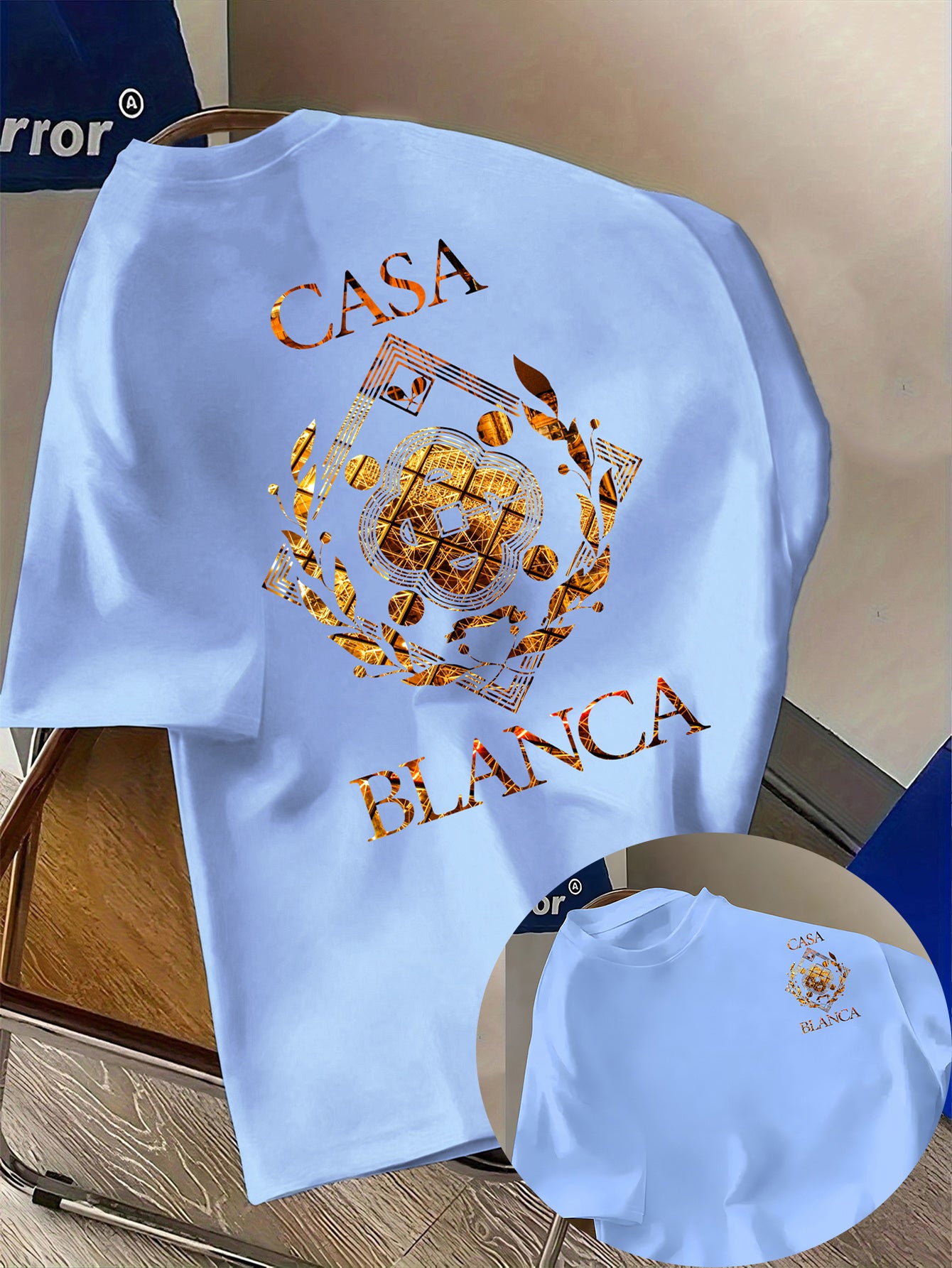 Lencensa - T-Shirt Homme Casa Blanca Graphique Bleu