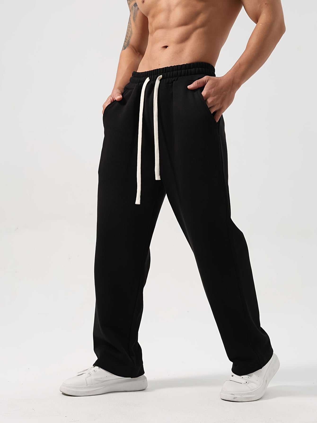Lencensa - Pantalon Sport Homme Bleu Marine Coupe Droite