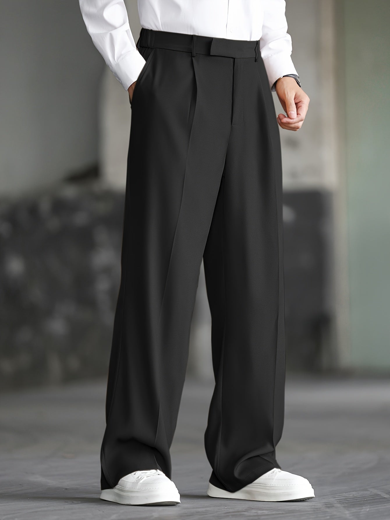 Lencensa - Pantalon Homme Large Beige Coupe Décontractée