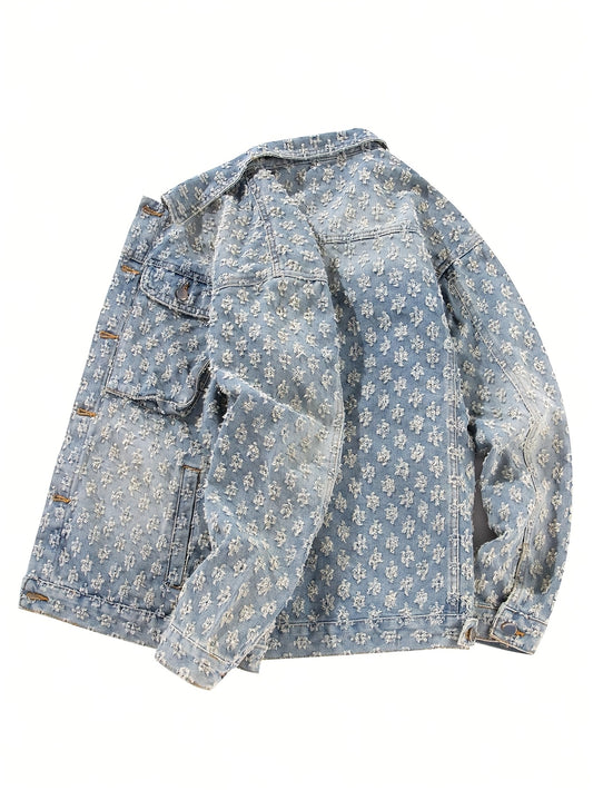 Veste Streetwear Vintage Lencensa - vrai Denim Épaules Tombantes Homme