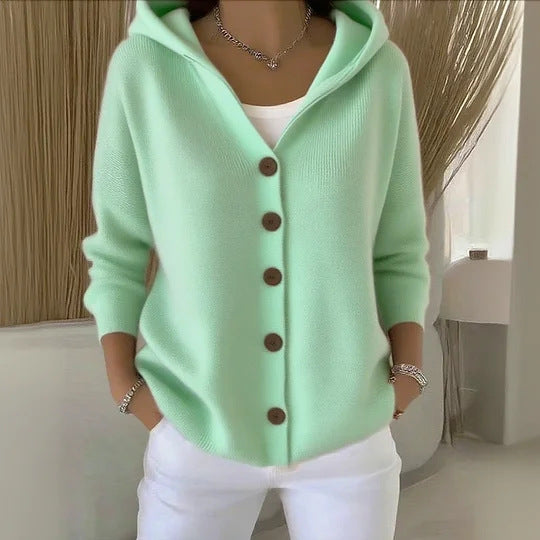Women's Hooded Knit Cardigan - Lencensa 