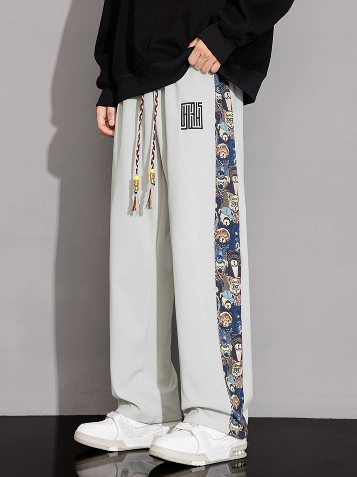 Pantalon Broderie Ours Lencensa - Coupe Large Casual Homme