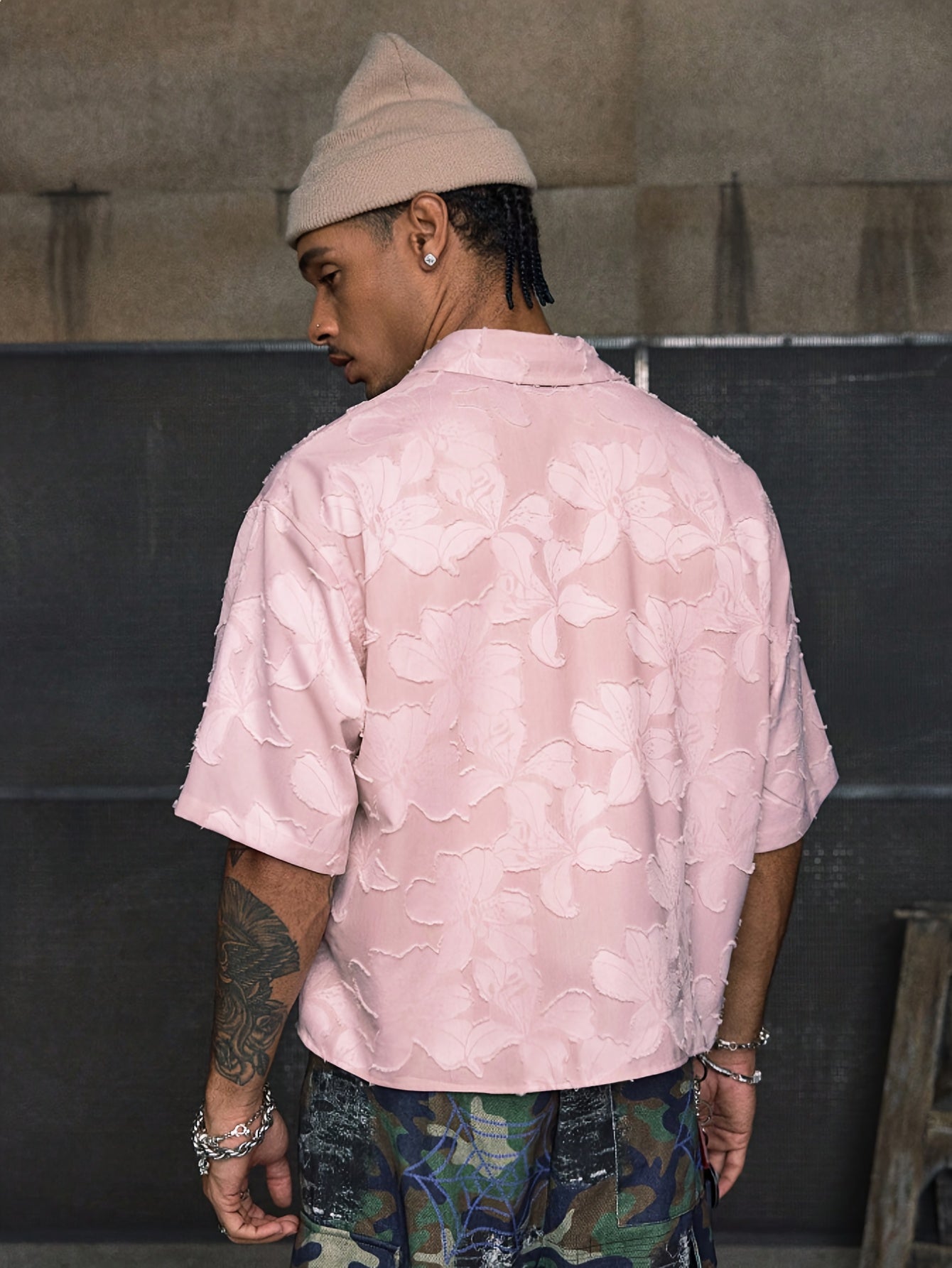 Lencensa - Chemise Homme Manches Courtes Motif Floral