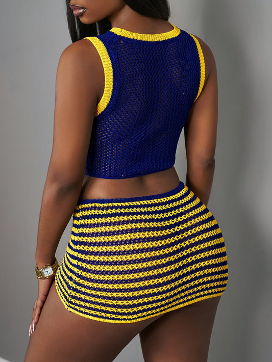 Lencensa - Ensemble Femme Top Étoile et Jupe Mini Bodycon