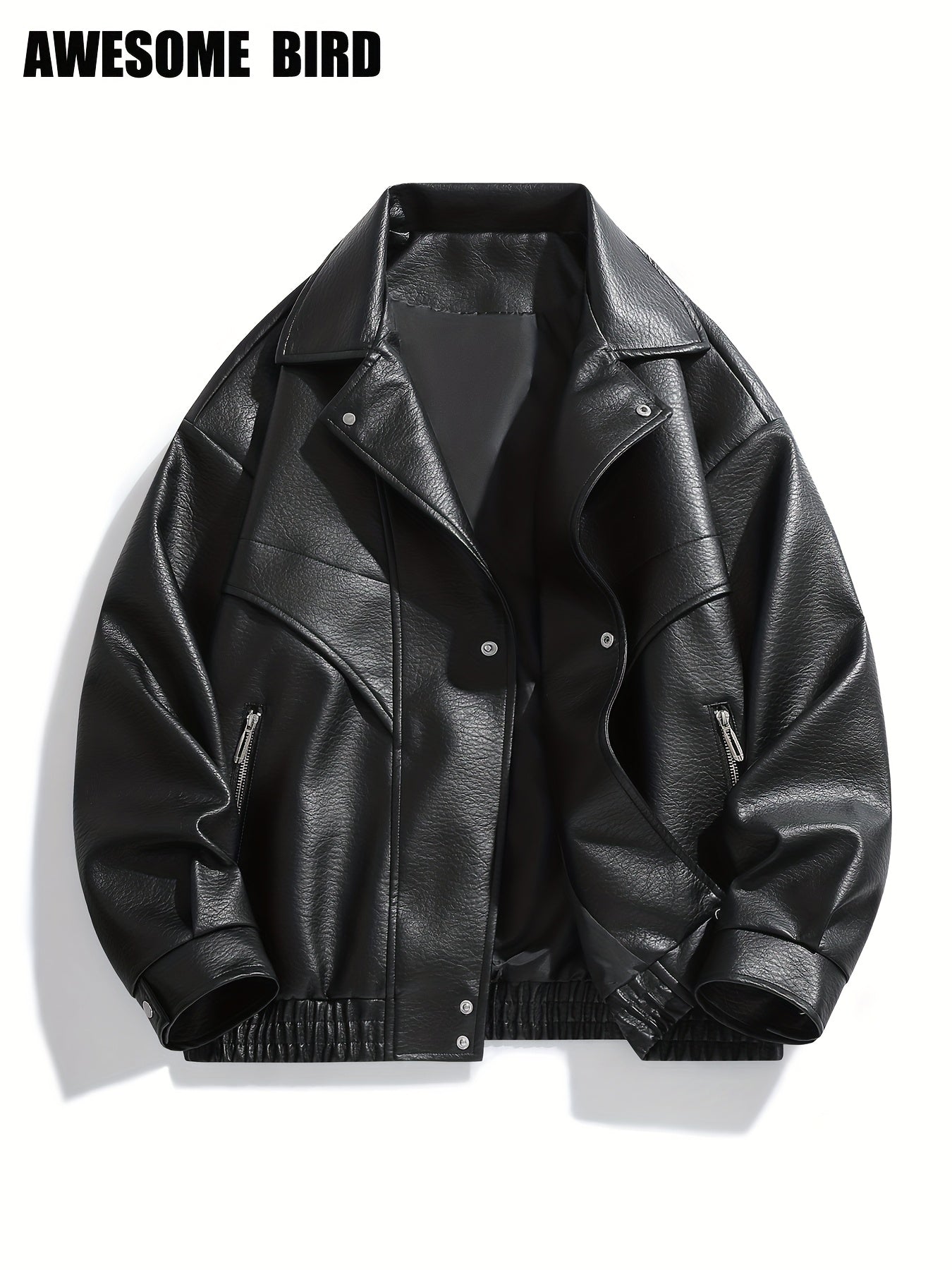 Lencensa - Veste Cuir PU Homme Marron Style urbain
