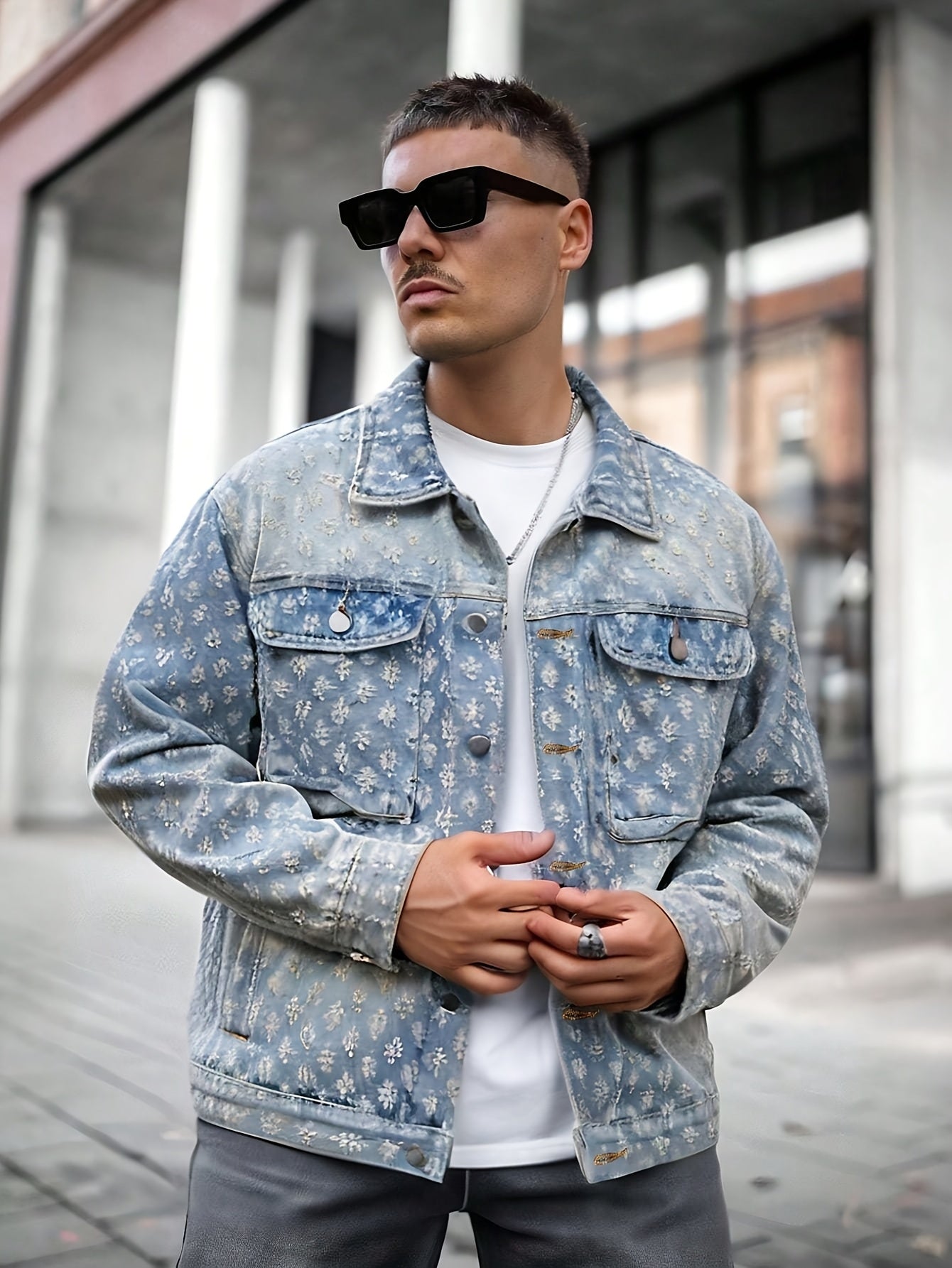 Veste Streetwear Vintage Lencensa - vrai Denim Épaules Tombantes Homme