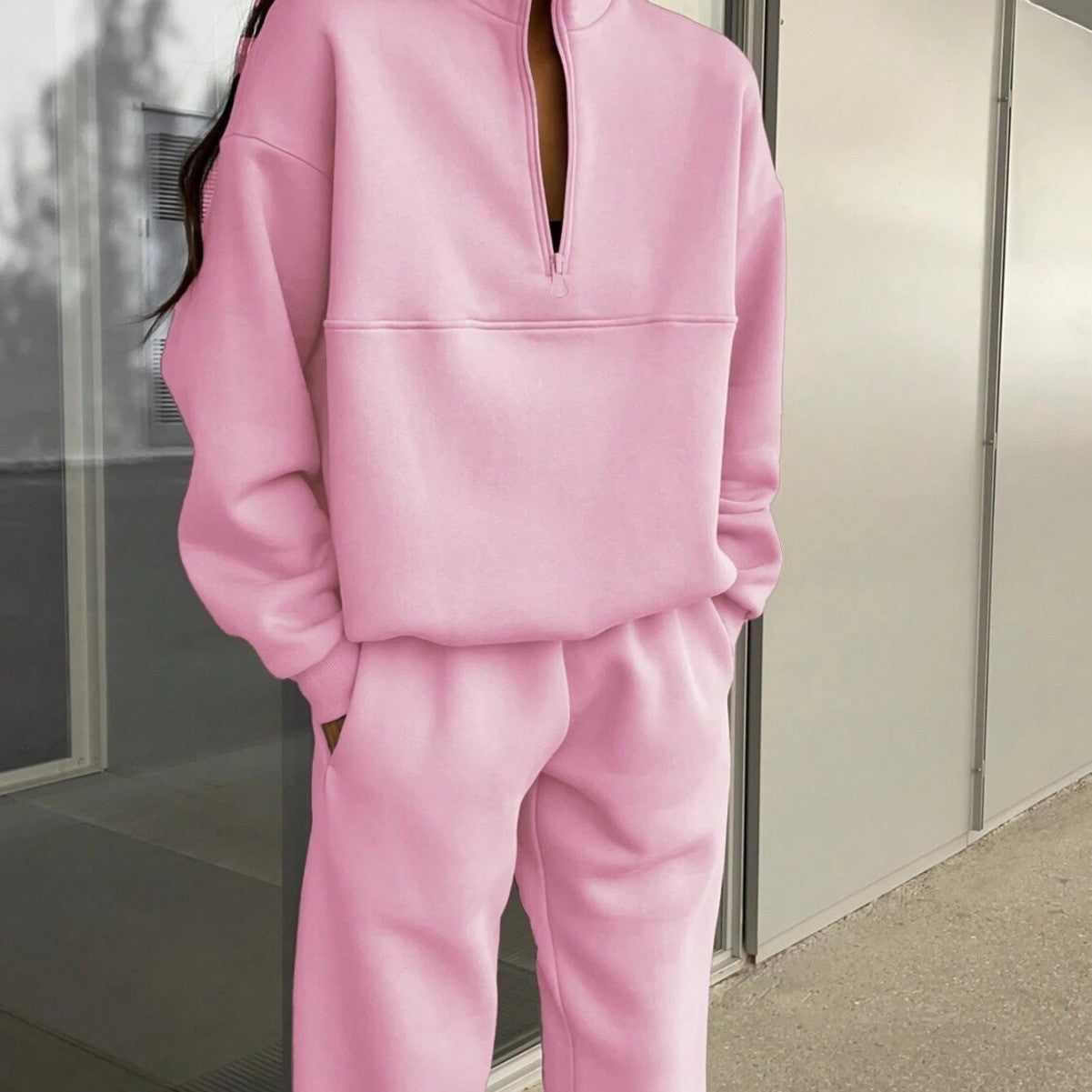 Women's Long Sleeve Sweater Pants Two-Piece Set - Lencensa 