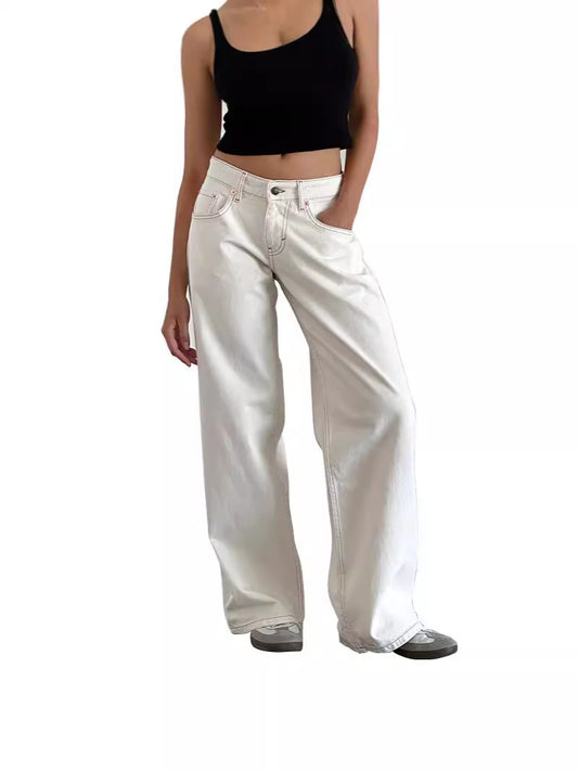 Retro Washed Straight Leg Women's Jeans - Lencensa 