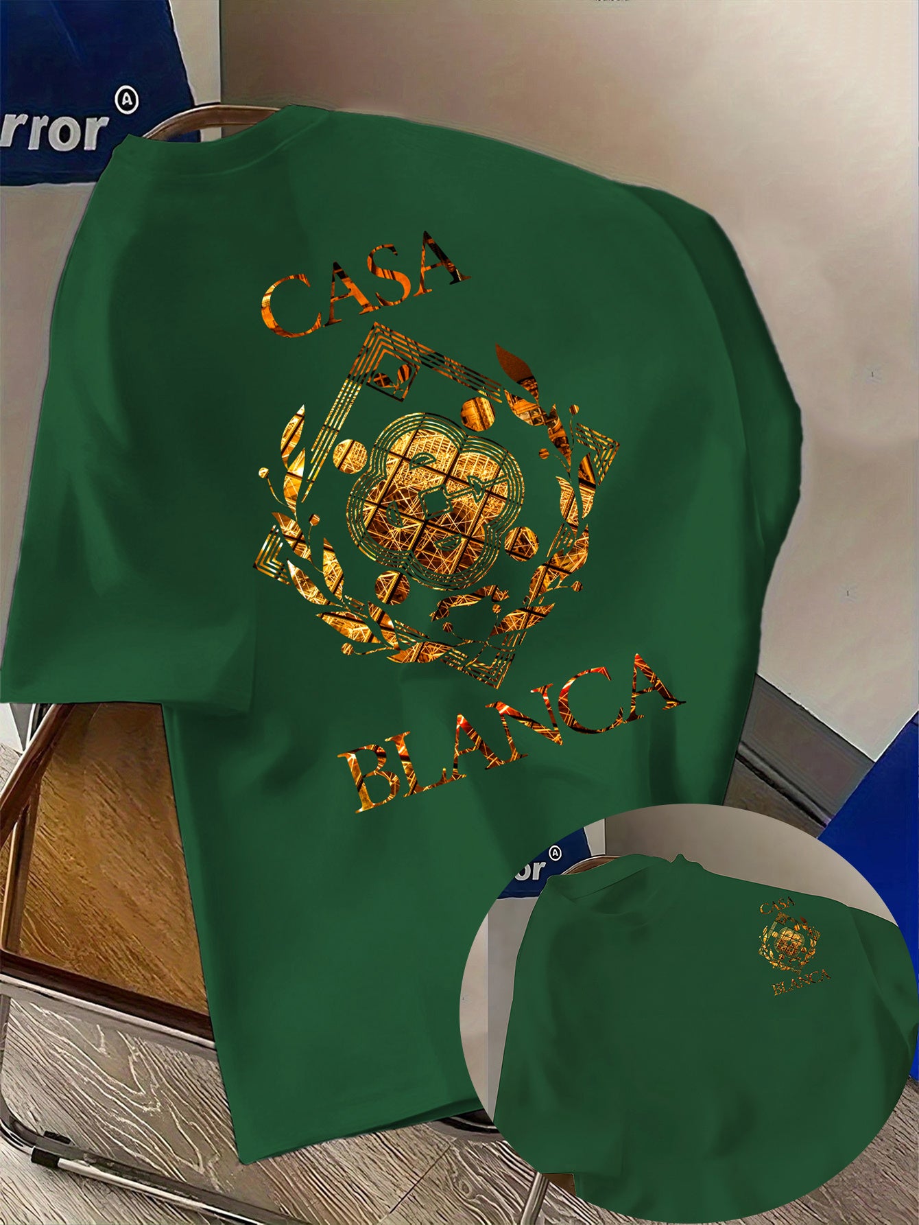 Lencensa - T-Shirt Homme Casa Blanca Graphique Bleu