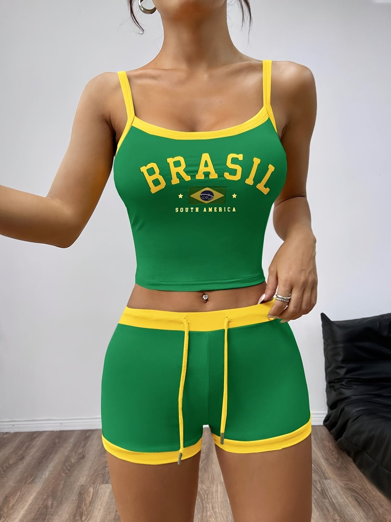 Lencensa - Ensemble Débardeur et Short Drapeau Brésil