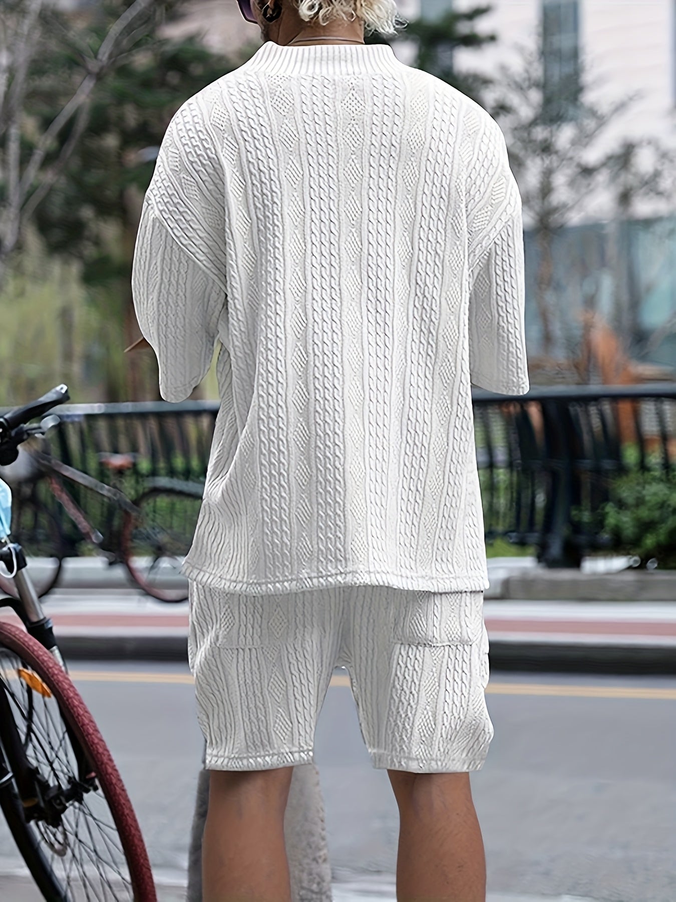 Ensemble Jacquard Lencensa - Col V Motifs Ethniques Casual Homme