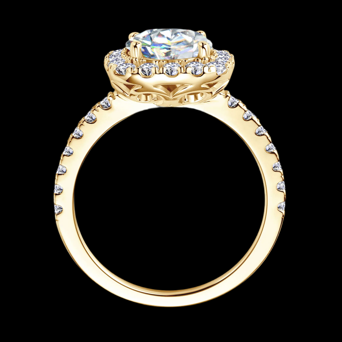 Bague Moissanite 2ct Certifiée GRA - Argent 925 Plaqué Or 18K