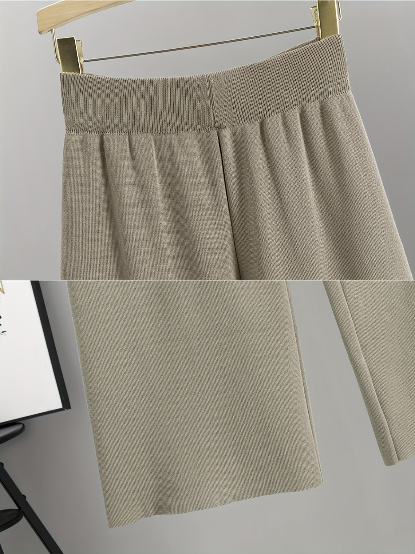 Autumn and Winter Women's Outfit, Solid Color Sweater Three-Piece Set, Cardigan Jacket Ensemble, Casual Elegant Ladies' Suit, Korean Style Top and Bottom Set, Fabric Wide-Leg Pants Set, Fabric Vest Set, Commuter Style Outfit, - Lencensa 