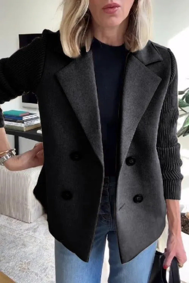 Fashion Elegant Wool Stitching Coat - Lencensa 
