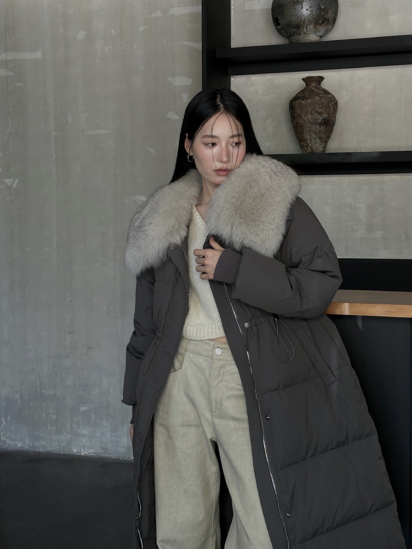 Women's Winter Fox Fur Collar Down Jacket - Lencensa 