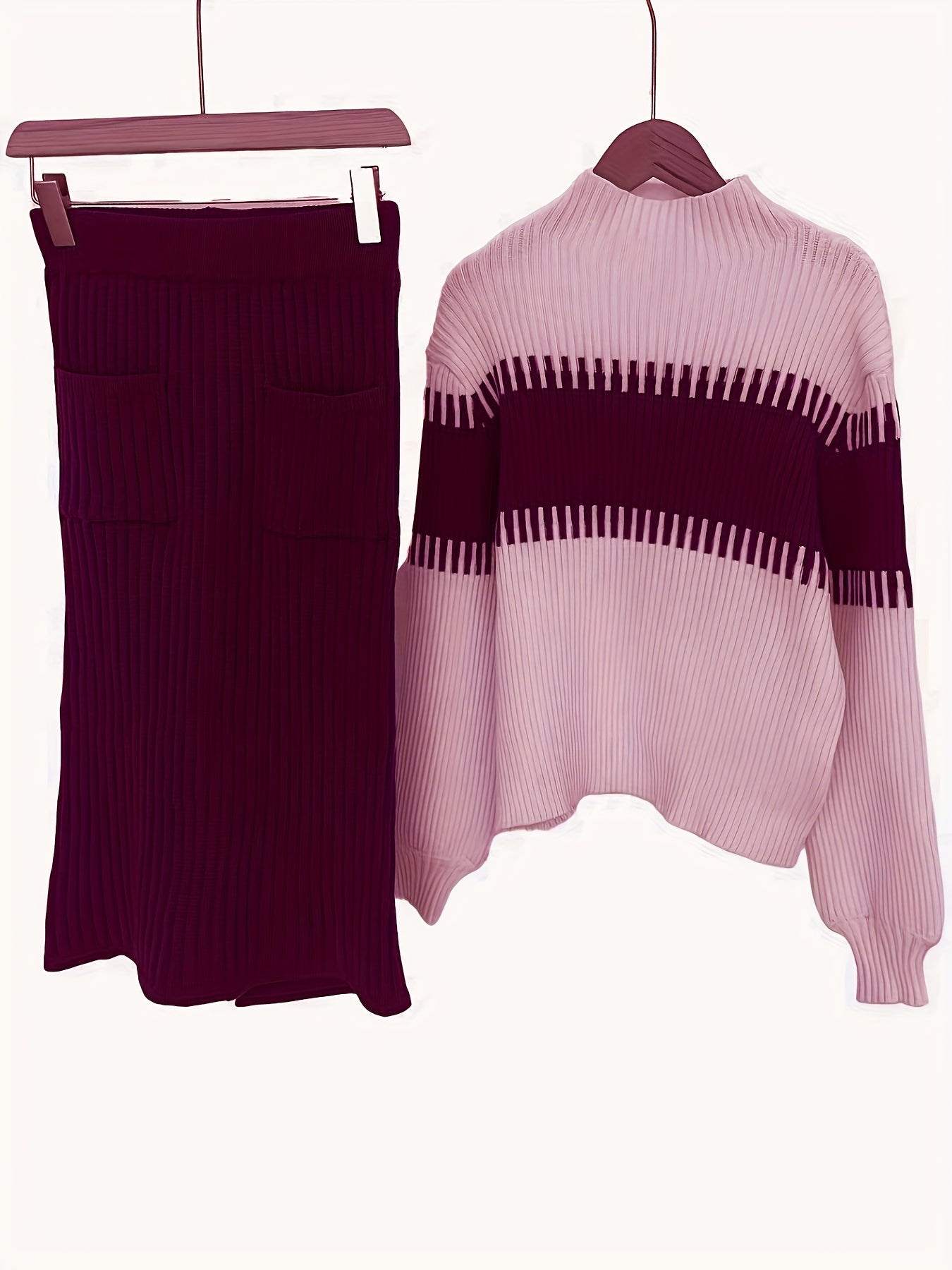 Ensemble Deux Pièces Femme Élégant - Cardigan Manches Longues & Jupe Marron 2025 - Lencensa 