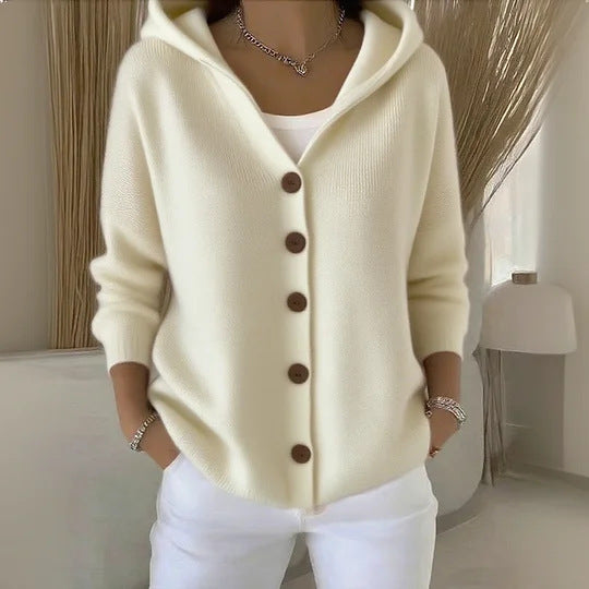 Women's Hooded Knit Cardigan - Lencensa 