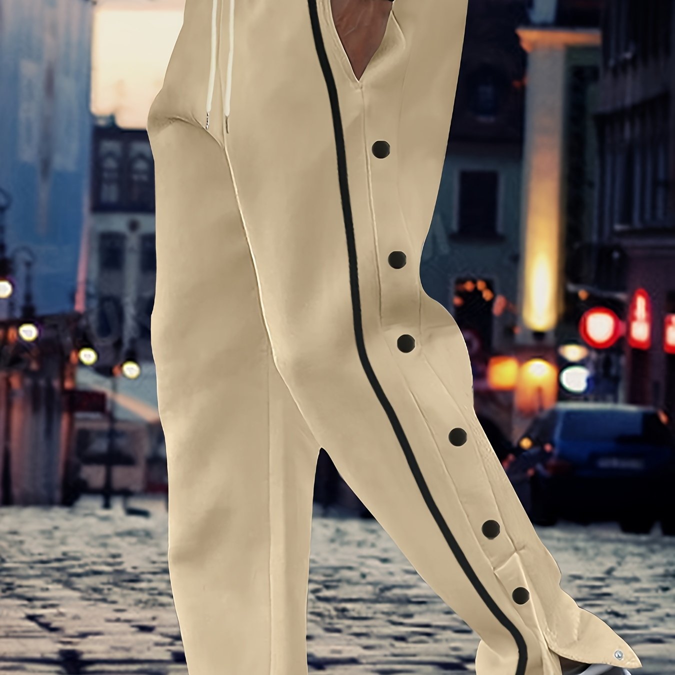 Jogging Bleu Royal Lencensa - Bandes Blanches Détails Boutons Homme