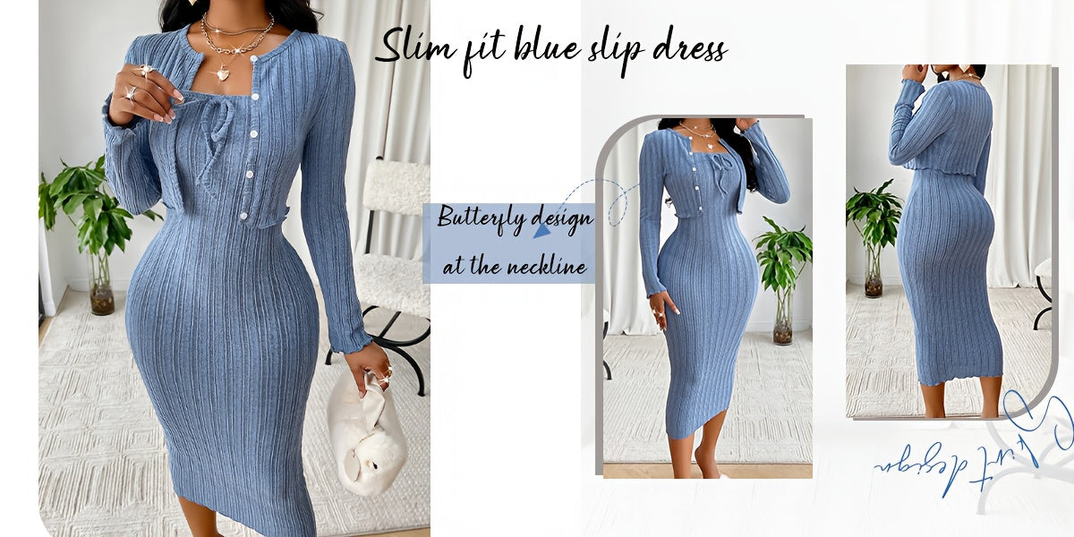 Lencensa - Ensemble Femme Robe et Veste Casual Chic