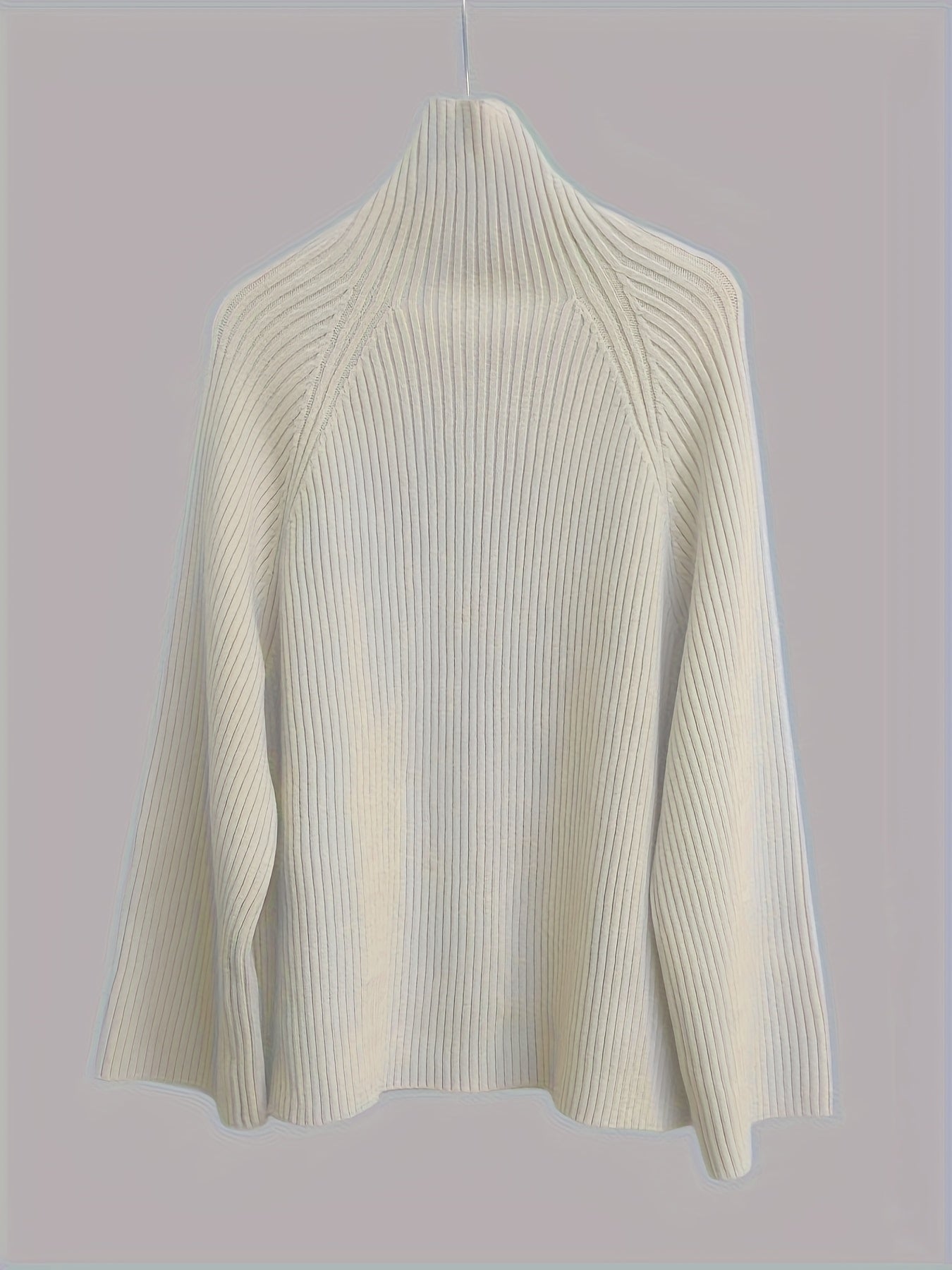 Women'S Elegant High-Neck Long Sleeve Top & Wide-Leg Pants Set - Beige Ribbed Sweater with Drawstring Waist, Casual Fall/Winter Outfit, Casual Attire|Ribbed Texture| Construction, Sweater Set - Lencensa 