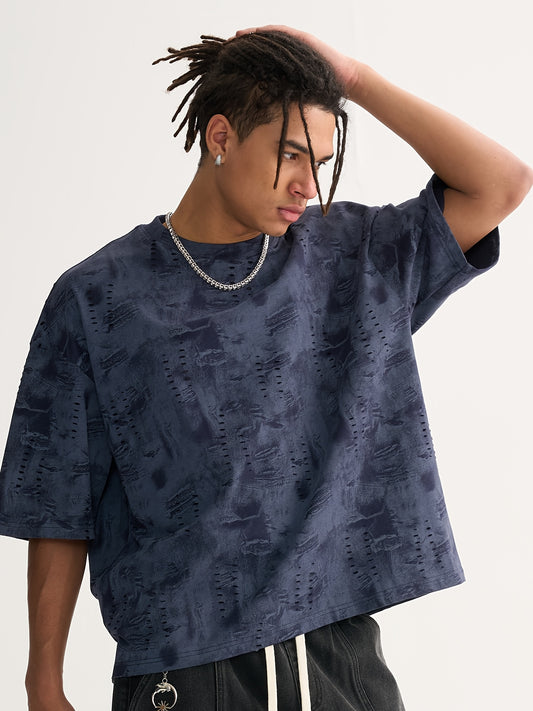 Lencensa - T-Shirt Vintage Délavé Coton Unisexe