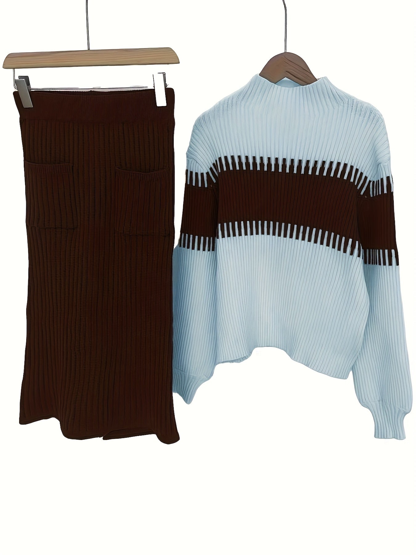 Ensemble Deux Pièces Femme Élégant - Cardigan Manches Longues & Jupe Marron 2025 - Lencensa 