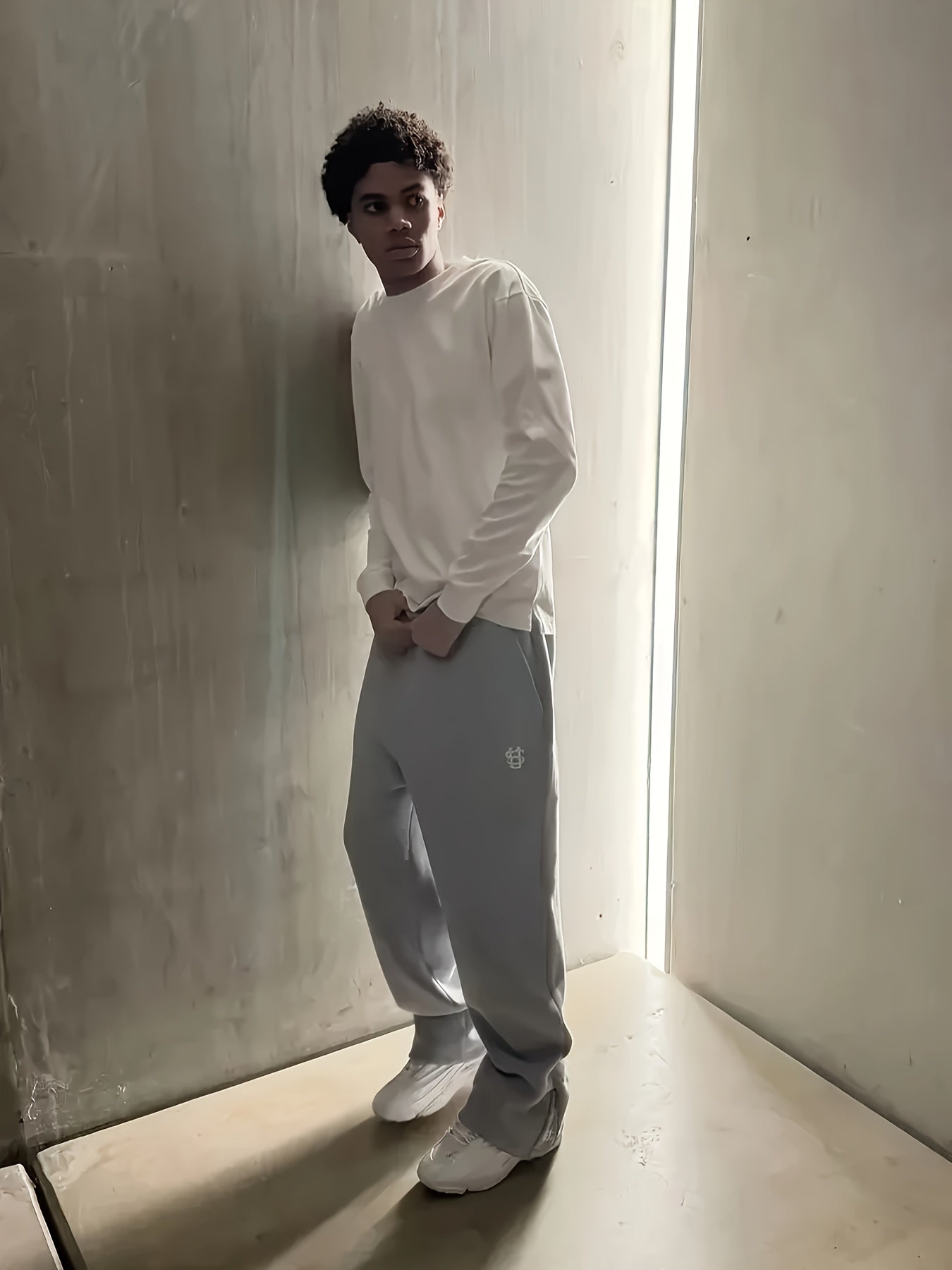 Lencensa - Jogging Homme Streetwear Broderie Dollar Gris