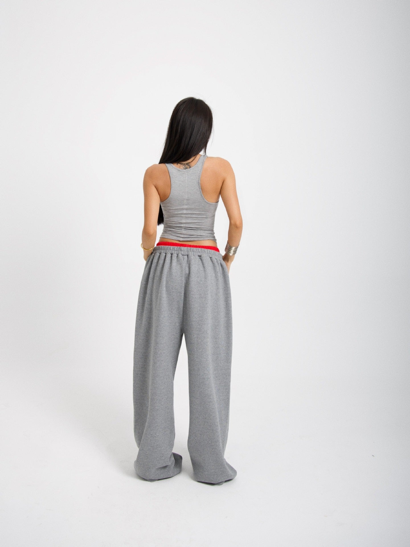 Women's Contrast Waist Casual Sport Pants - Lencensa 