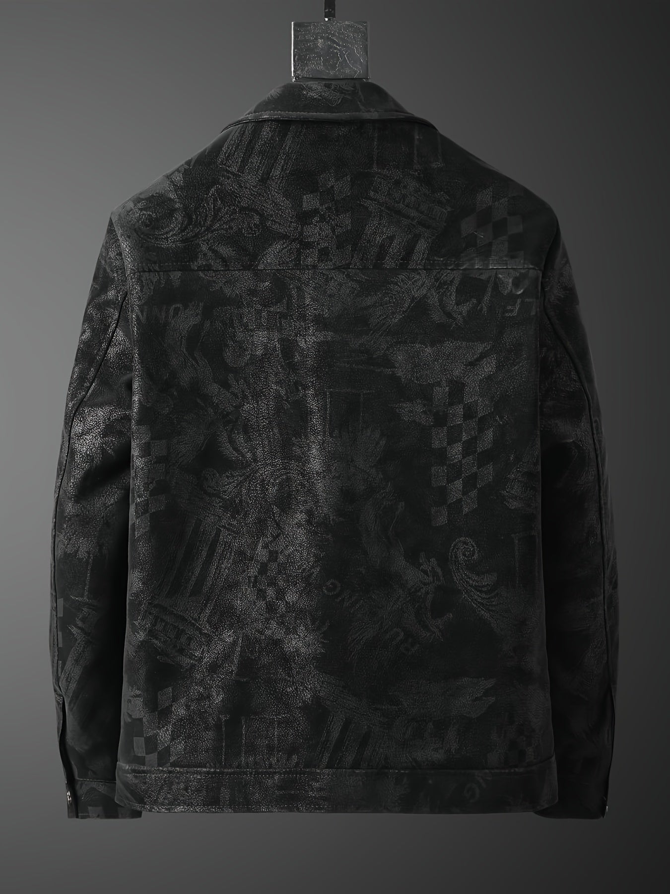 Lencensa - Veste Bomber Homme Noire Motif Imprimé