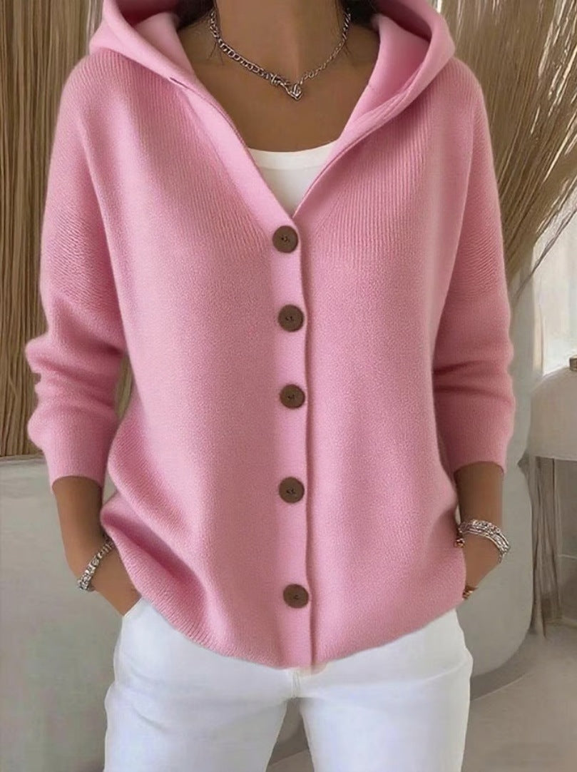 Women's Hooded Knit Cardigan - Lencensa 