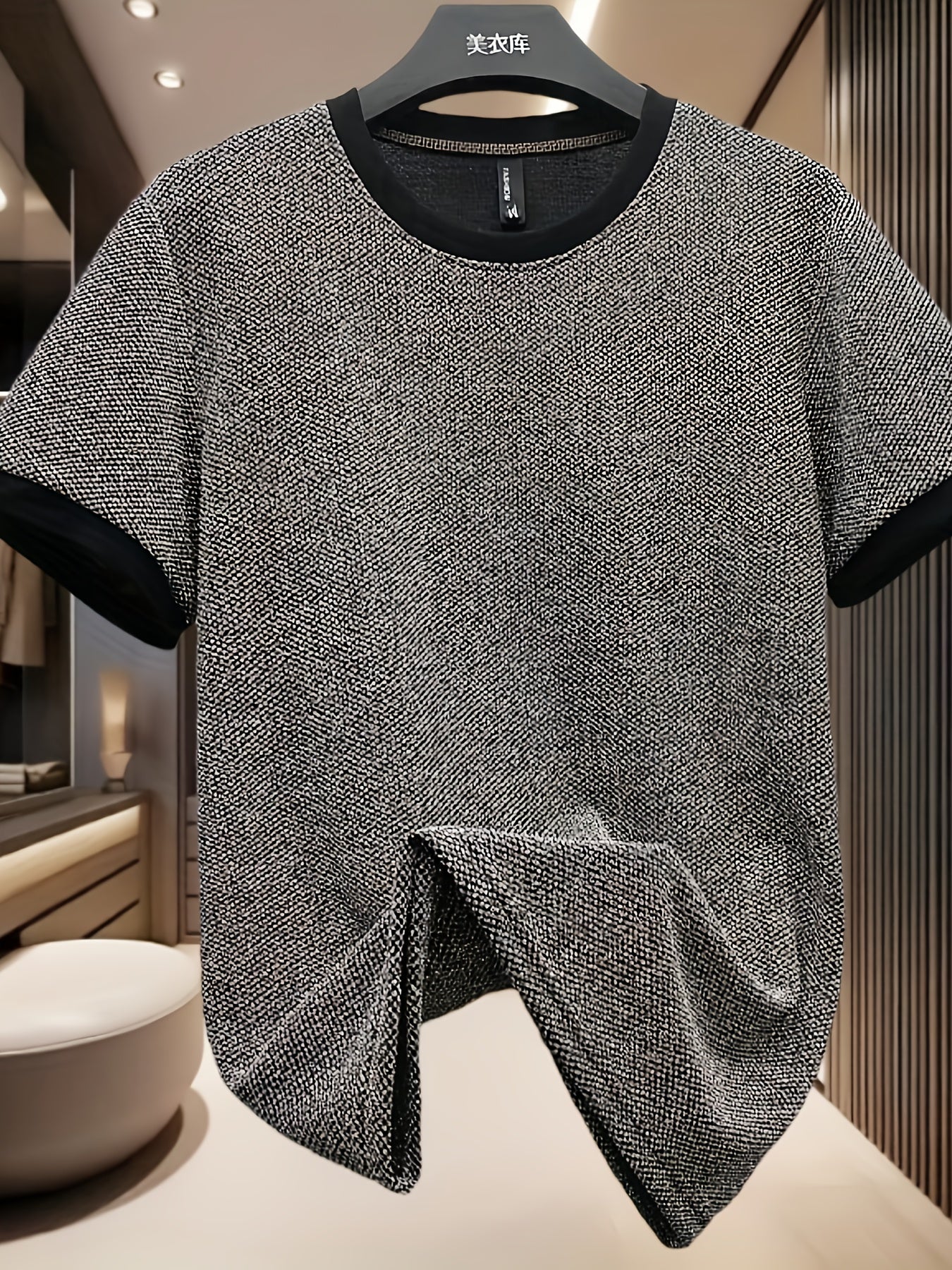 T-Shirt Noir Accents Dorés Lencensa - Manches Courtes Casual Homme