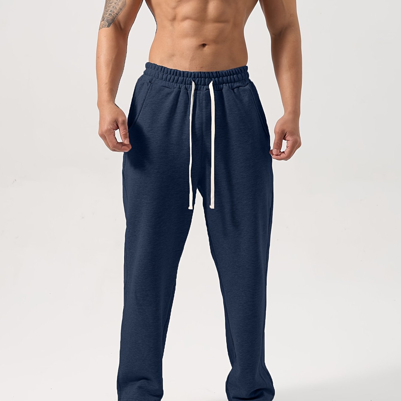 Lencensa - Pantalon Sport Homme Bleu Marine Coupe Droite