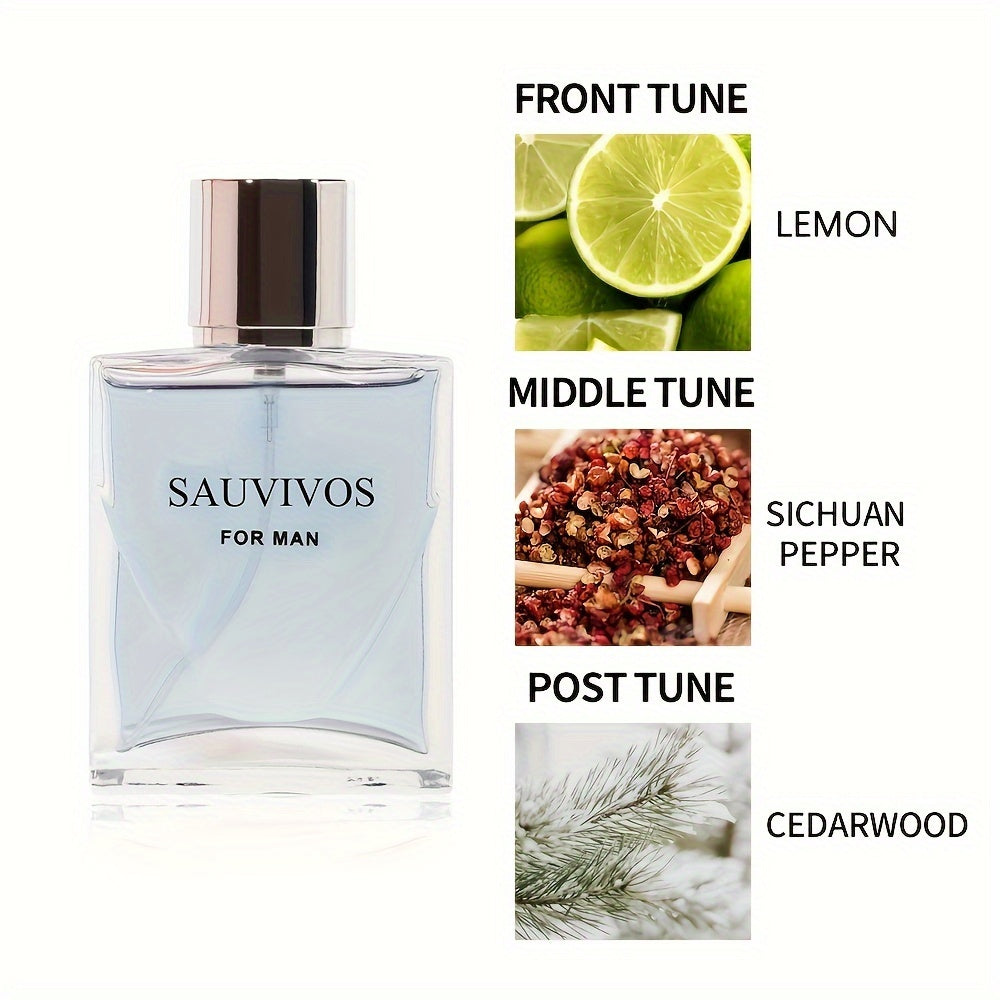 60ml Seductive Eau De Parfum for Men - Refreshing Long-Lasting Lemon, Prickly Ash, Cedar Wood Fragrance with Invigorating Top Notes, Perfect for Dating, Daily Life, and a Memorable Christmas Gift - Lencensa 
