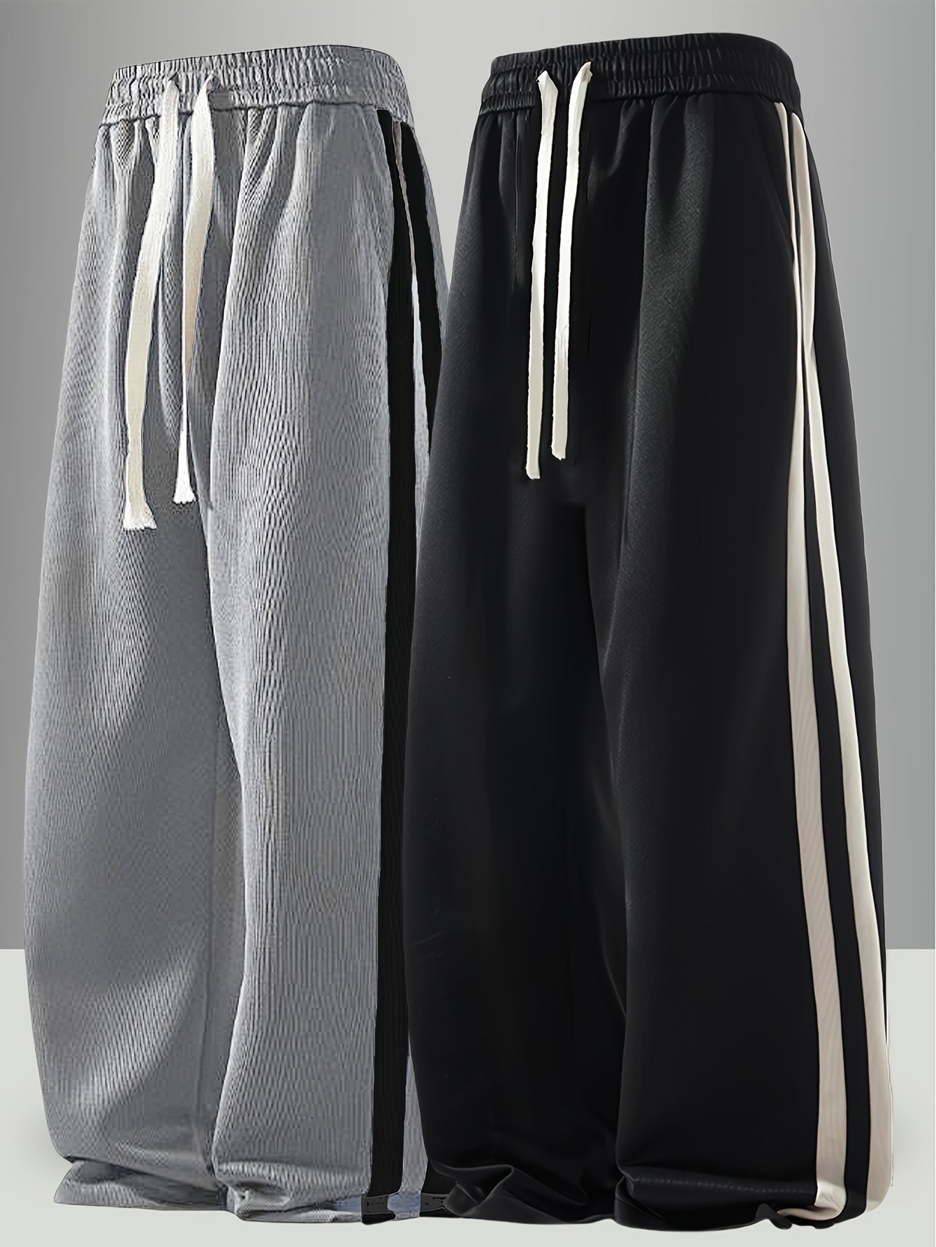 Pantalon Large Rayé Lencensa - Unisexe Sport Casual Toutes Saisons